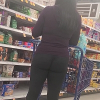 Candid brunette babe with a sexy ass in black ruched leggings grocery shopping Purple Shirt PAWG Wearing Black Leggings.mp4-2023-08-11-08h24m43s808.jpg