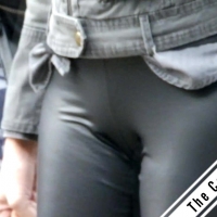 Skinny chick in pleather pants