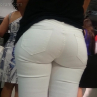 Big booty in white jeans