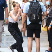 Zoey Deutch on the set of Not Okay in New York with a pokies shot 04.jpg