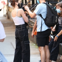Zoey Deutch on the set of Not Okay in New York with a pokies shot 09.jpg