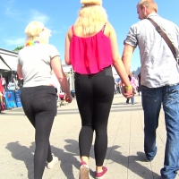 Two blondes in leggings