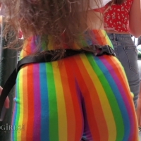Colorful jiggly white booty