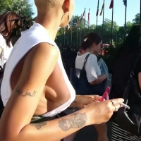 Candid black girl nip slip