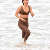 Julianne Hough wet in sports bra and leggings at Venice Beach with hard nipples 24.jpg