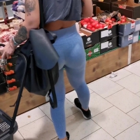 Tattooed babe in leggings
