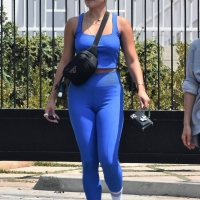 Vanessa Hudgens in blue leggings with GG Magree out for a workout at Dogpound in West Hollywood 04.jpg