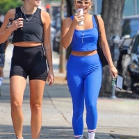 Vanessa Hudgens in blue leggings with GG Magree out for a workout at Dogpound in West Hollywood 02.jpg