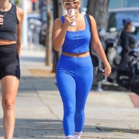 Vanessa Hudgens in blue leggings with GG Magree out for a workout at Dogpound in West Hollywood 08.jpg