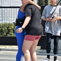 Vanessa Hudgens in blue leggings with GG Magree out for a workout at Dogpound in West Hollywood 10.jpg