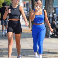 Vanessa Hudgens in blue leggings with GG Magree out for a workout at Dogpound in West Hollywood 17.jpg