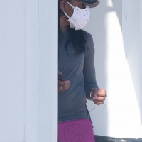 Lori Harvey's booty looking delicious in grey leggings while out grabbing a snack in LA 03.jpg