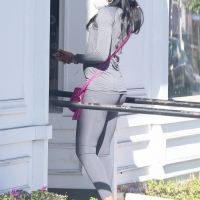Lori Harvey's booty looking delicious in grey leggings while out grabbing a snack in LA 01.jpg