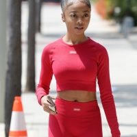 Skai Jackson paparazzi pictures in red leggings going to the gym Skai-Jackson---Seen-at-the-GYM-03.jpg
