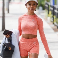 Skai Jackson on her way to dance practice in peach shorts Skai-Jackson---Seen-at-the-gym-in-West-Hollywood-04.jpg
