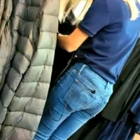Skinny candid blonde employee in tight jeans 67873053.jpg