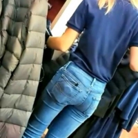 Skinny candid blonde employee in tight jeans 67873054.jpg