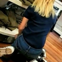 Skinny candid blonde employee in tight jeans 67873065.jpg
