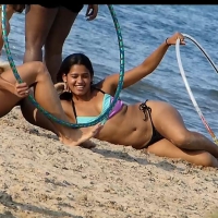 Milf and teen hula hopping in bikinis