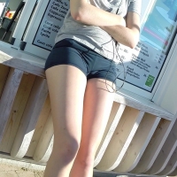 Camel toe teen in shorts