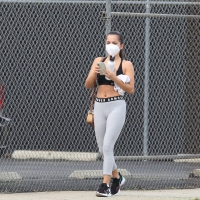 Isabela Merced leaving the gym in LA in grey leggings 04.jpg