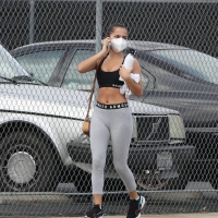 Isabela Merced leaving the gym in LA in grey leggings 03.jpg