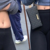 Two candid beautiful teens in s...