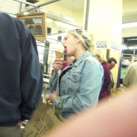 Sexy blonde getting ice cream
