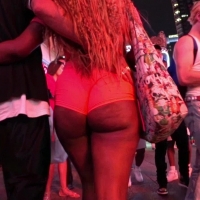 Ebony cheeks hanging out