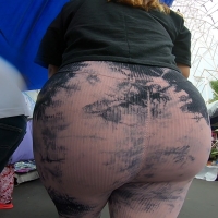Candid Latina lady in patterned leggings with a huge ass BBSH01.jpg