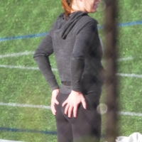 Two redheads working out