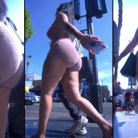 Huge booty in tight shorts