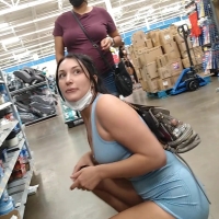 Baby blue brunette