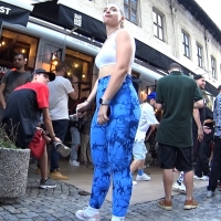 Hot ass candid babe jiggling her sexy big booty in blue marble patterned leggings as she dances 1742.jpg