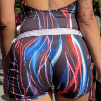 Tattooed babe in spandex