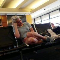 Cute blonde at the airport