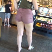 Big booty blonde at Starbucks
