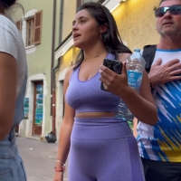 Purple leggings daughter
