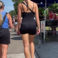 Spandex onesie brunette