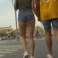Cheeky blonde out with her boyfriend