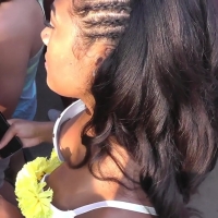 Ebony booty and nip slip