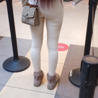 Sexy candid petite black girl in tight white leggings 69708159.jpg
