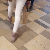 Sexy candid petite black girl in tight white leggings 69708190.jpg