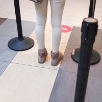 Sexy candid petite black girl in tight white leggings 69708162.jpg