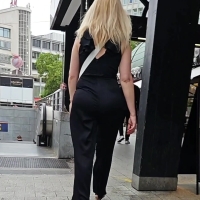 Blonde in black
