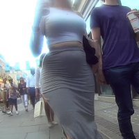 Busty blonde shopping