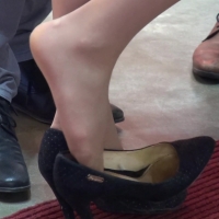 Blue heels lady