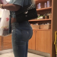Plastic blonde in jeans