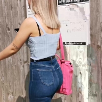 Sexy blonde in tight jeans