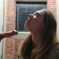 Heather giving blowjob outside